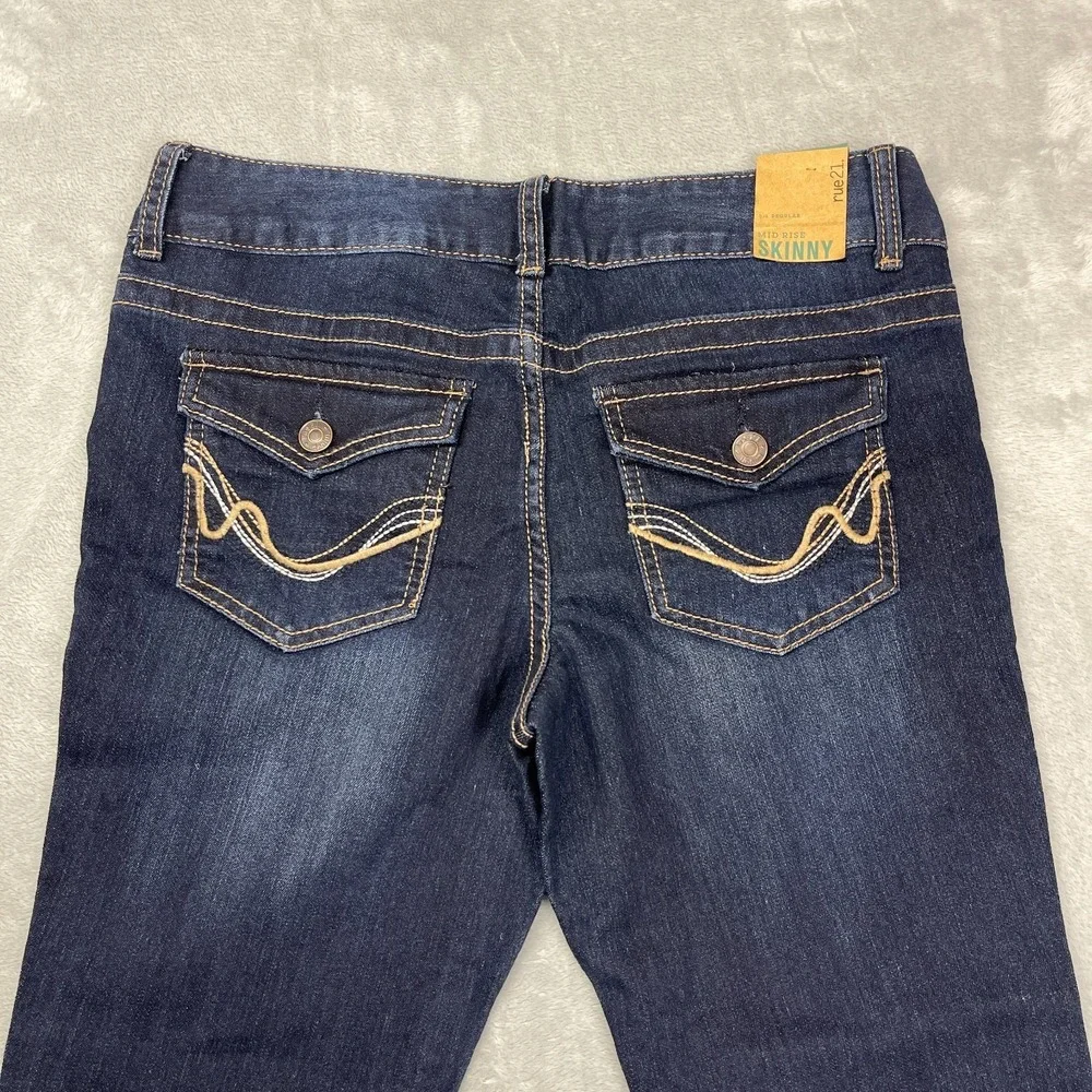 NWT rue21 Jeans Womens 5/6 (31x30) Blue Denim‎ Double Stitch Mid Rise Skinny Leg